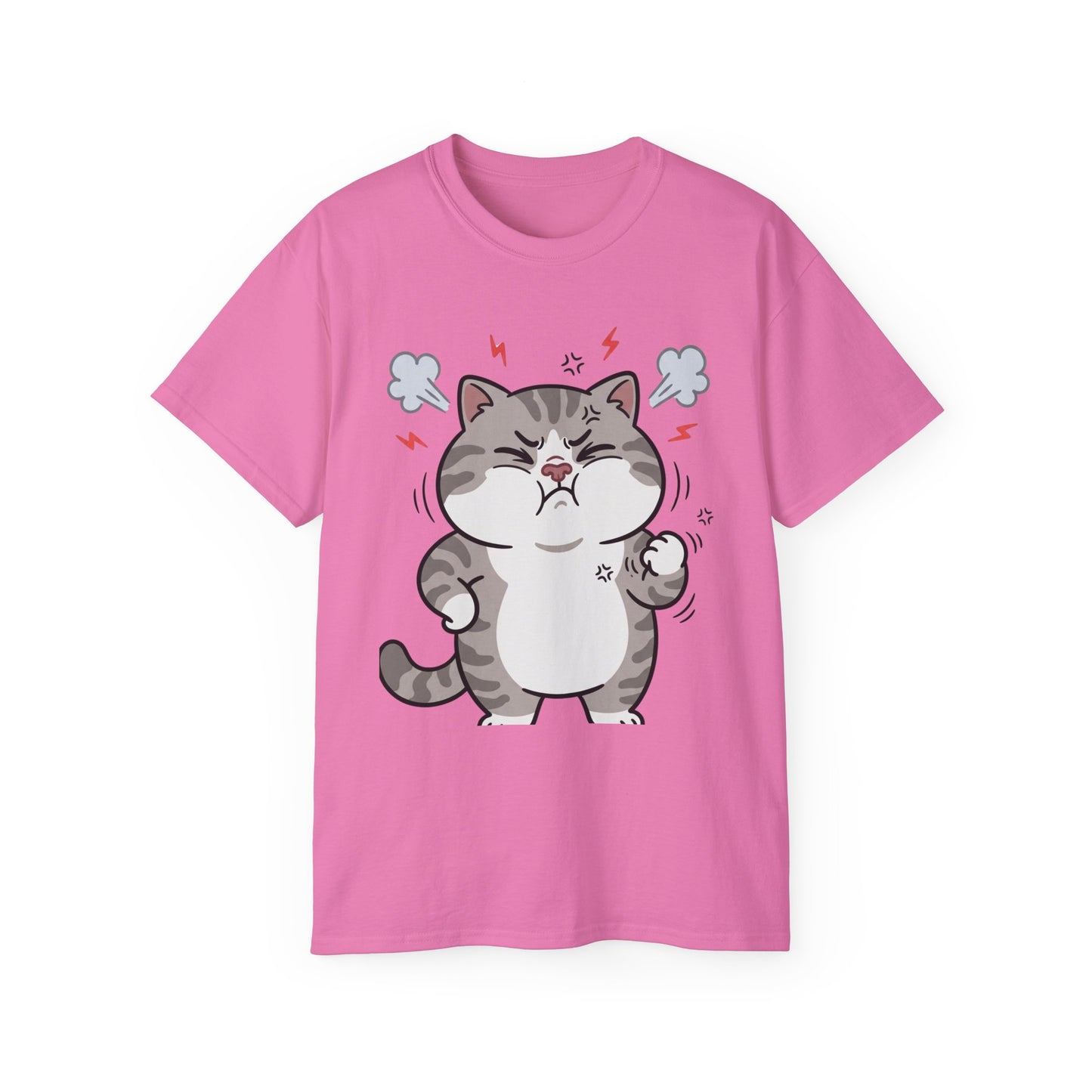 Angry Cute Cat T-Shirt — Cartoon Grumpy Kitty Graphic Tee
