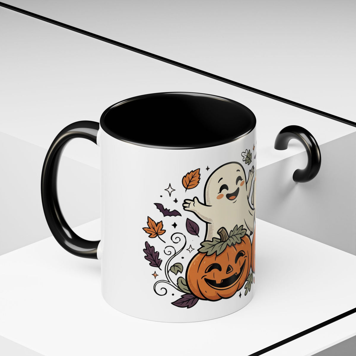 Halloween Ghosts & Pumpkins Coffee Mug — Cute Spooky Accent Mug (11/15oz)