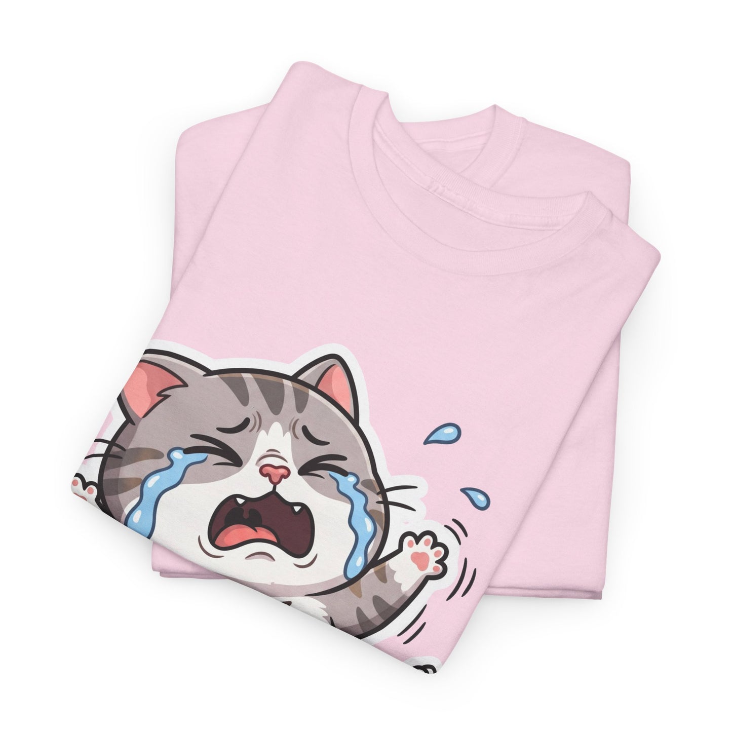 Crying Cartoon Cat T-Shirt — Cute Kawaii Kitten Graphic Tee
