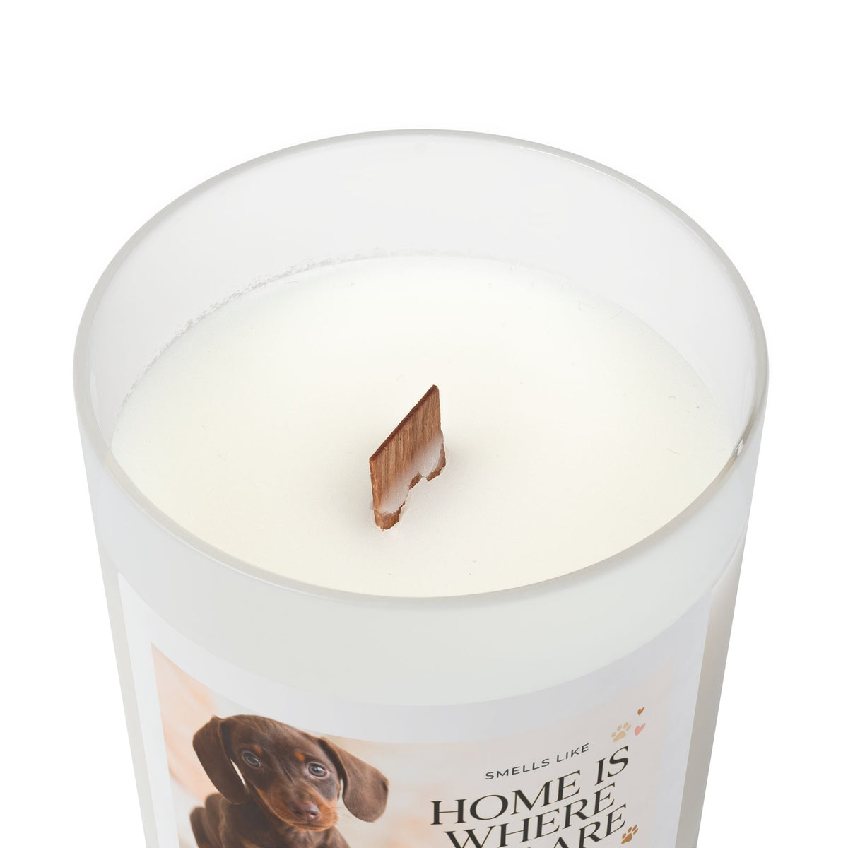 Scented Candle — "Home Is Where You Are" Frosted Glass 11oz (Puppy Love)