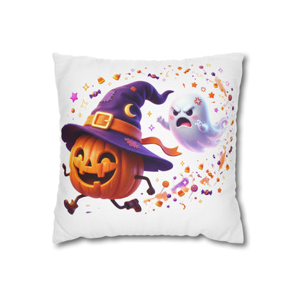 Halloween Pumpkin & Ghost Pillowcase — Cute Spooky Decorative Throw Pillow