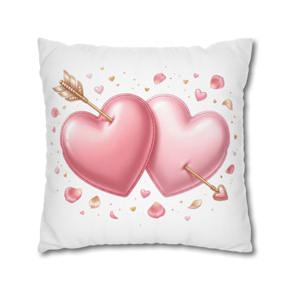 Valentine Pink Double Heart Arrow Decorative Pillowcase