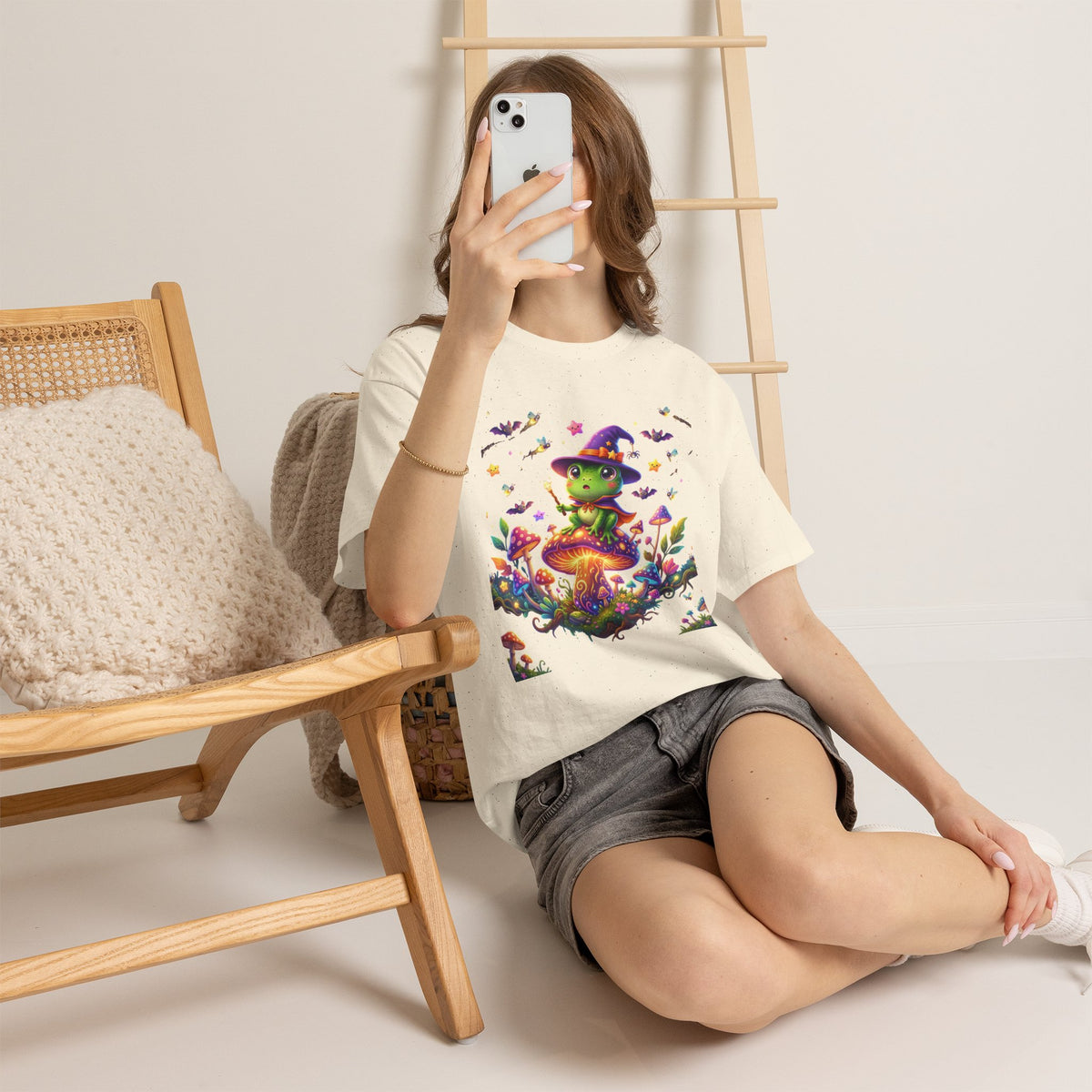 Cute Witch Frog T‑Shirt — Magical Mushroom Halloween Tee