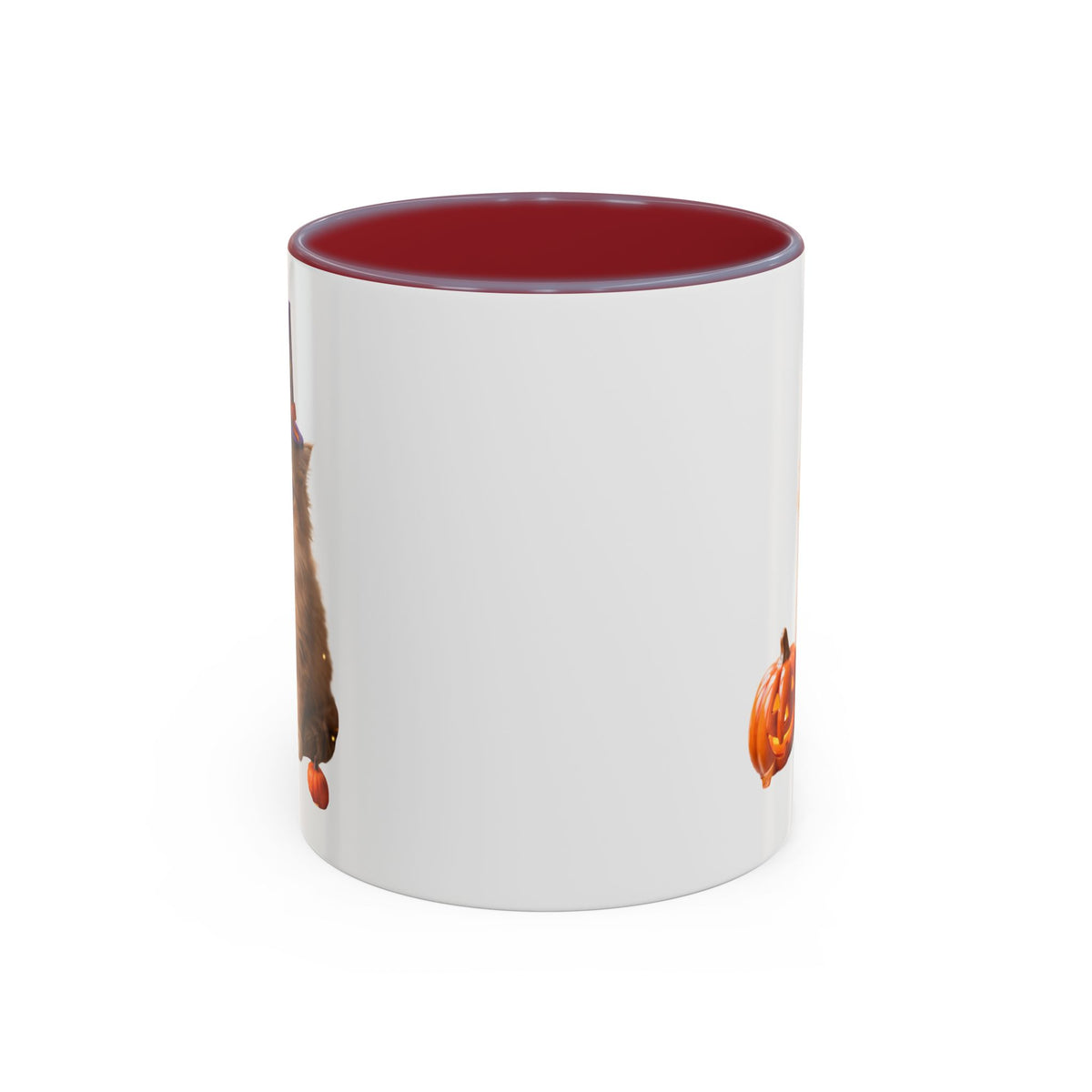 Halloween Cat Coffee Mug with Witch Hat and Pumpkin