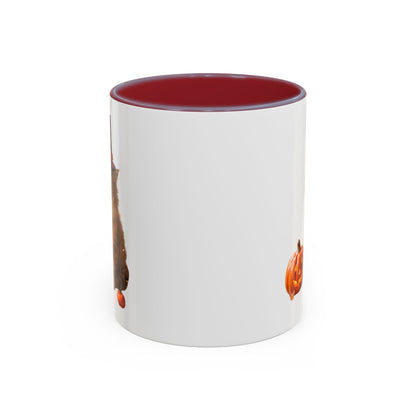 Halloween Cat Coffee Mug with Witch Hat and Pumpkin