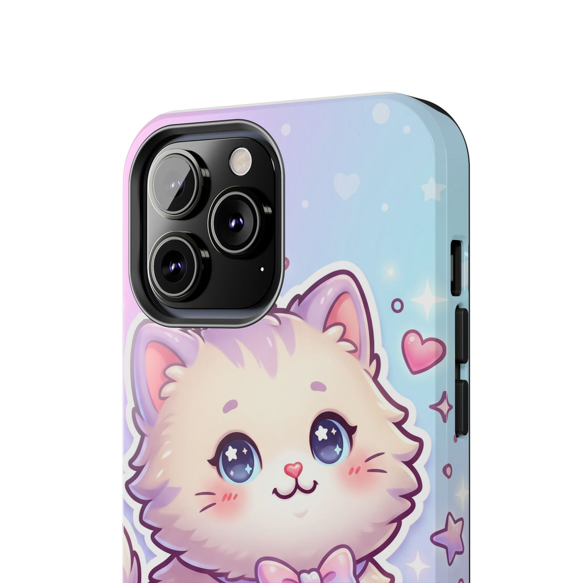 Cute Pastel Kawaii Kitten Tough Phone Case — Cute Cat with Bow Protective Cover