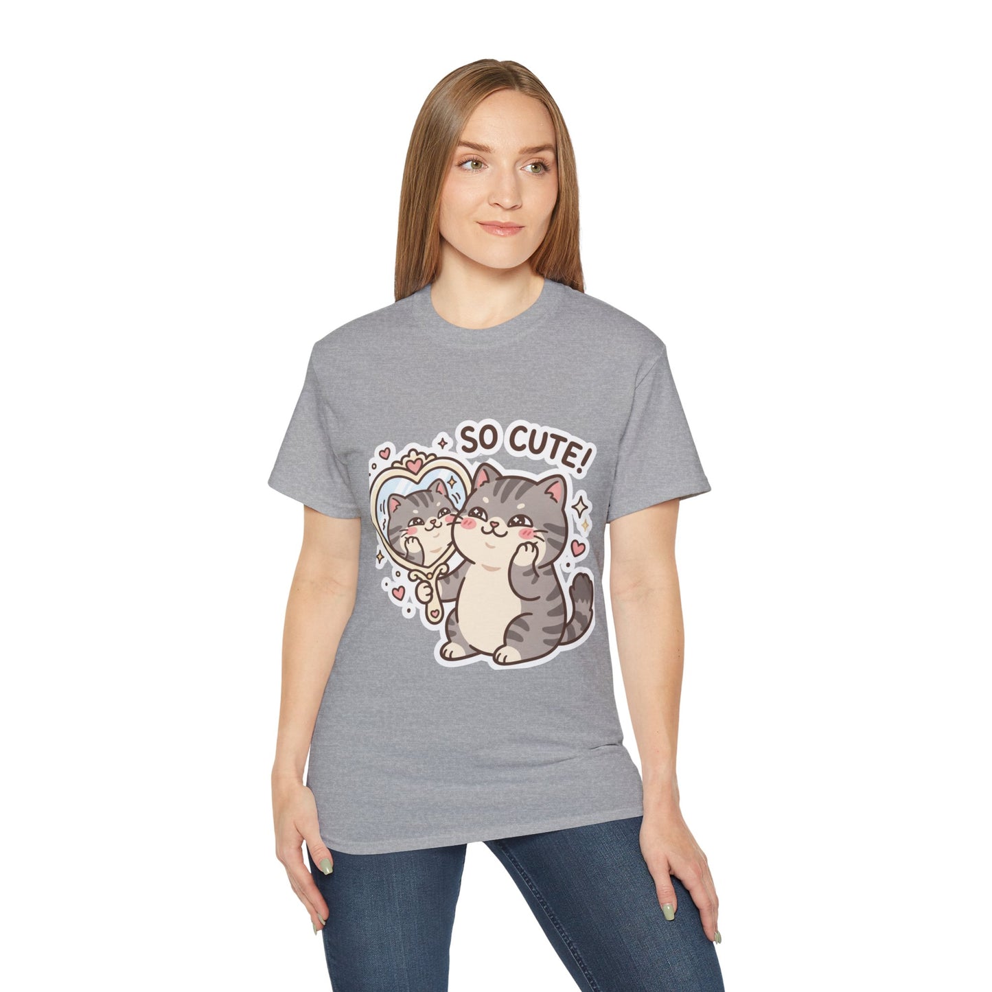Cute Cat Mirror Tee - "So Cute!" Kawaii Cat T-Shirt