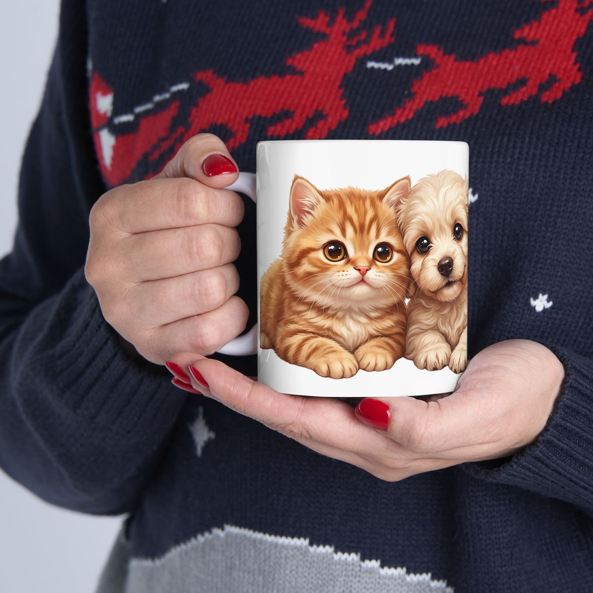 Cute Puppy Ceramic Mug – Adorable Fluffy Puppy Coffee Cup (11oz & 15oz)