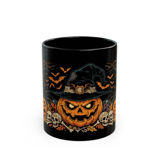 Halloween Pumpkin Witch Black Mug – Spooky Jack-O'-Lantern Coffee Cup (11oz/15oz)