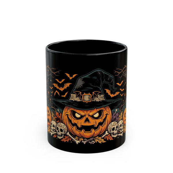 Halloween Pumpkin Witch Black Mug – Spooky Jack-O'-Lantern Coffee Cup (11oz/15oz)