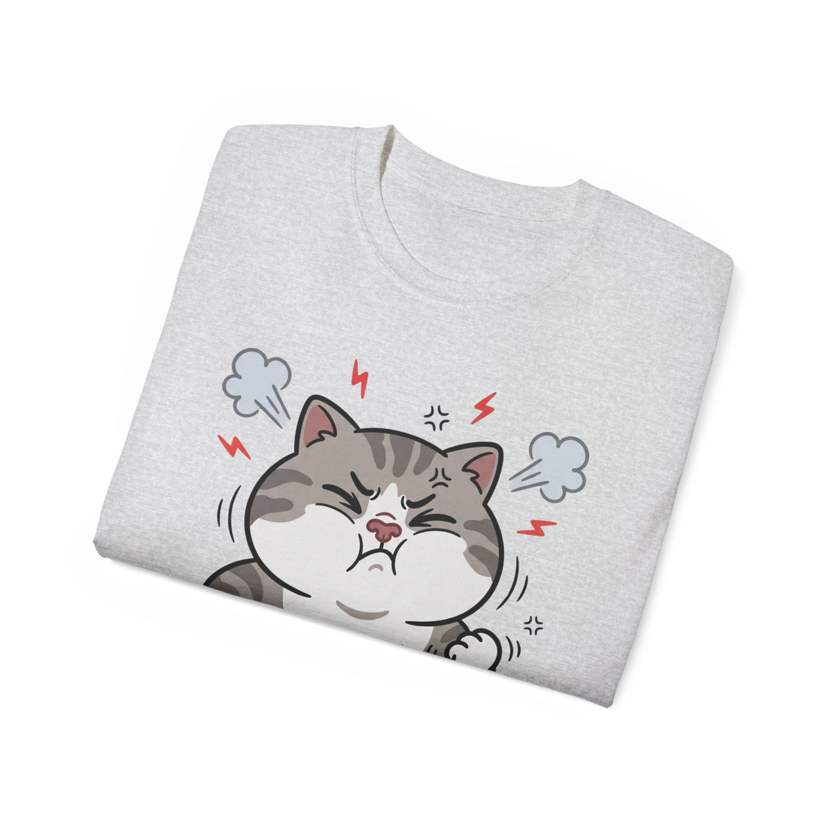 Angry Cute Cat T-Shirt — Cartoon Grumpy Kitty Graphic Tee