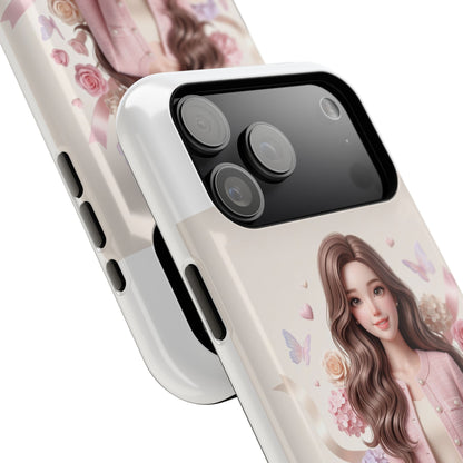 Cute Pink Doll Phone Case — Floral Butterfly Magnetic Impact-Resistant Case