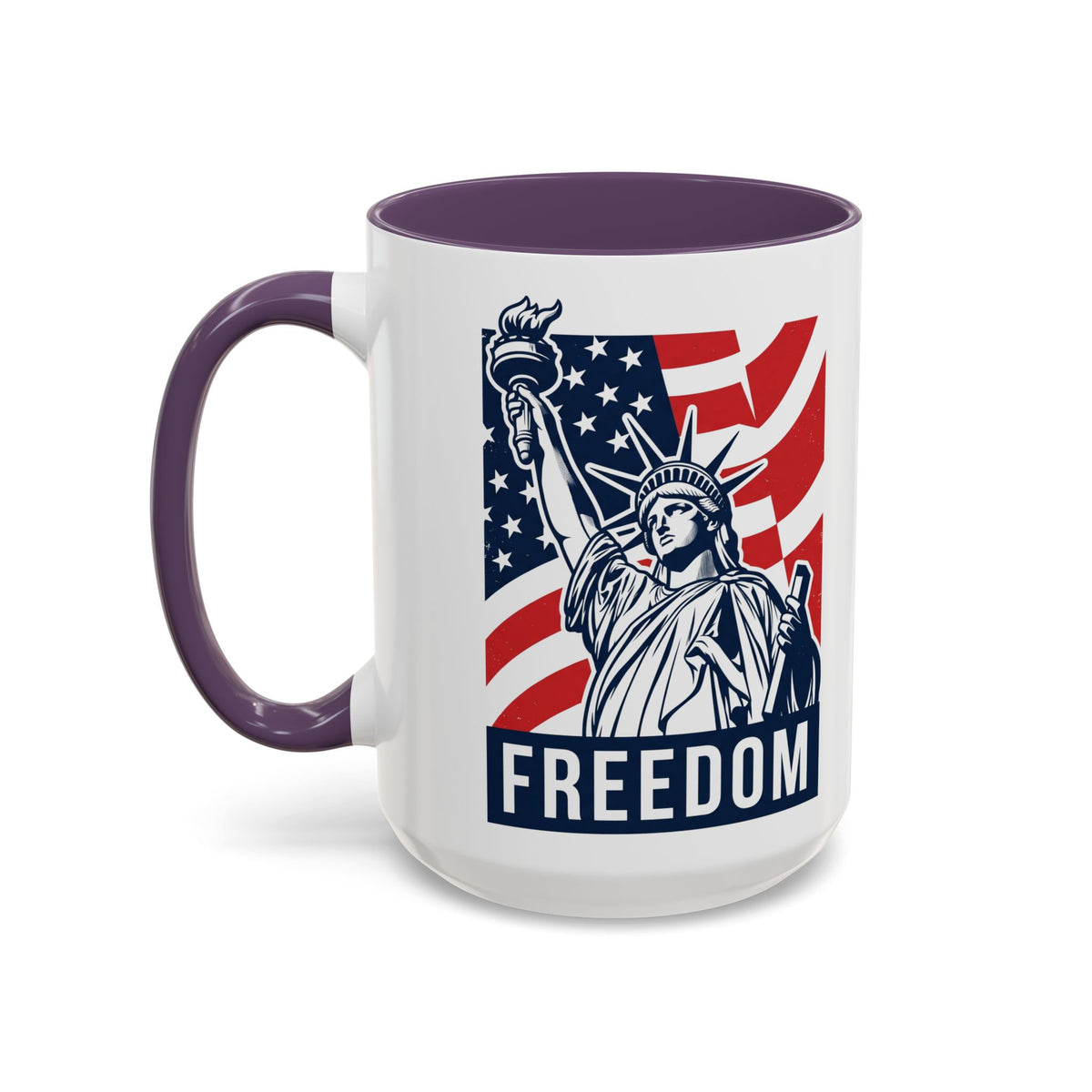 Freedom Statue Accent Coffee Mug — Patriotic Liberty 11/15oz