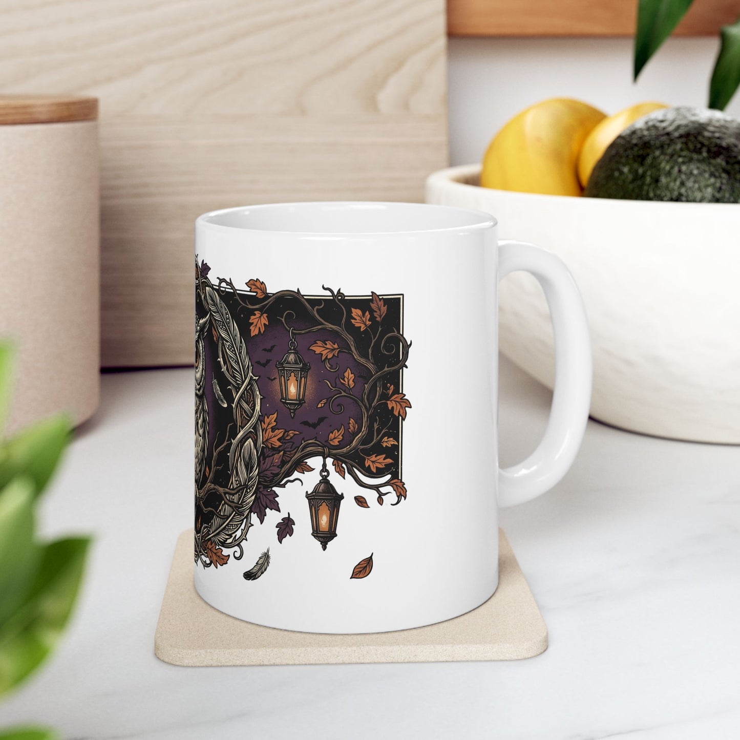 Owl Crest Ceramic Mug — Mystical Forest Owl Coffee Cup (11oz & 15oz)