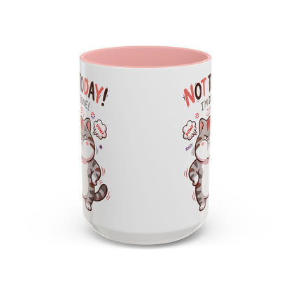 Funny Cat Mug - "Not Today! I'm Done" Accent Coffee Mug (11/15oz)