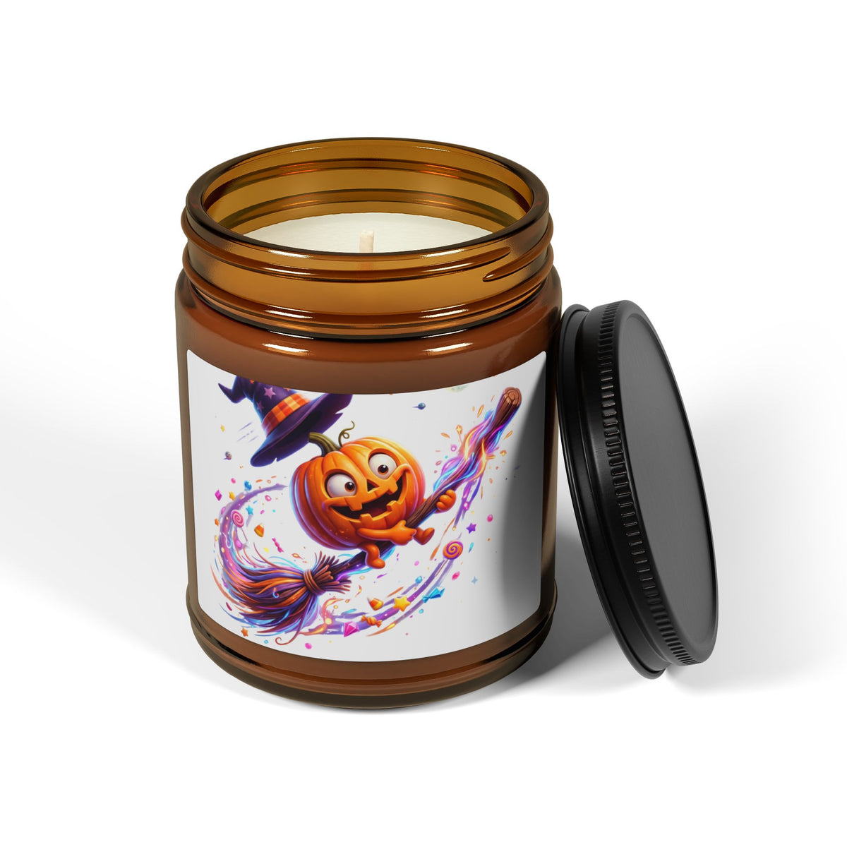 Halloween Pumpkin Magic Soy Candle — Amber Jar (Scented)