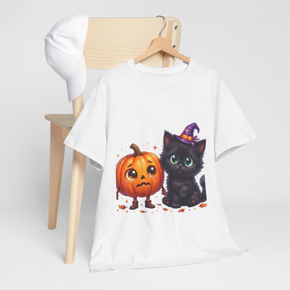 Halloween Black Kitten & Pumpkin T-Shirt