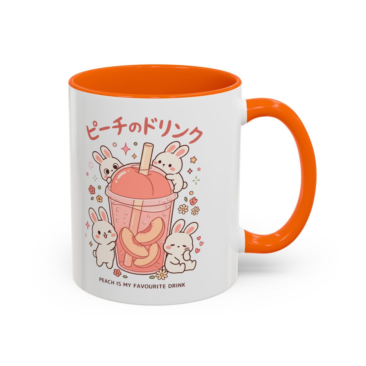 Peach Drink Bunny Mug — Cute Kawaii Coffee Tea Cup (11/15oz)