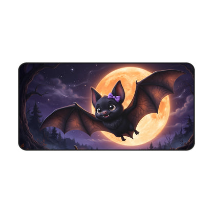Cute Halloween Bat Desk Mat – Moonlit Pumpkin Office Mouse Pad