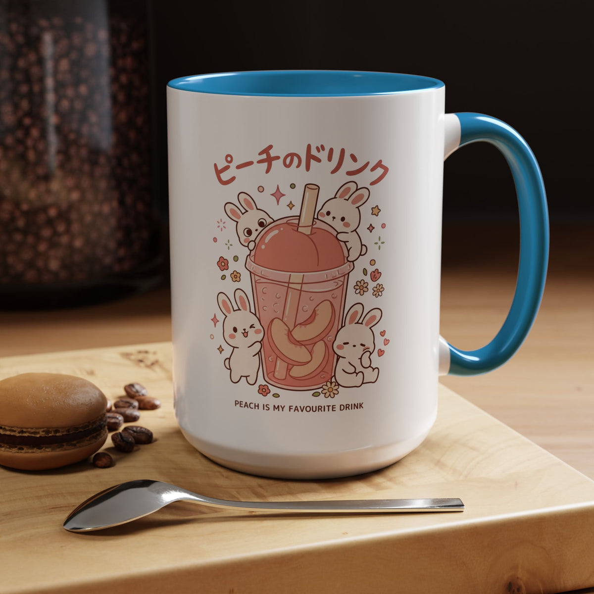 Peach Drink Bunny Mug — Cute Kawaii Coffee Tea Cup (11/15oz)