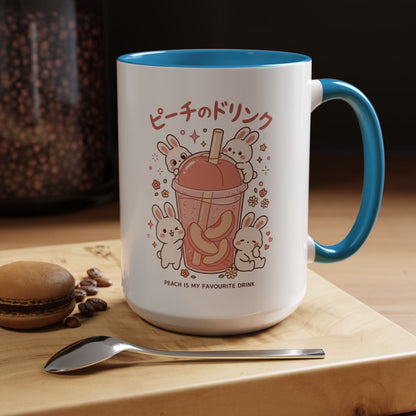Peach Drink Bunny Mug — Cute Kawaii Coffee Tea Cup (11/15oz)