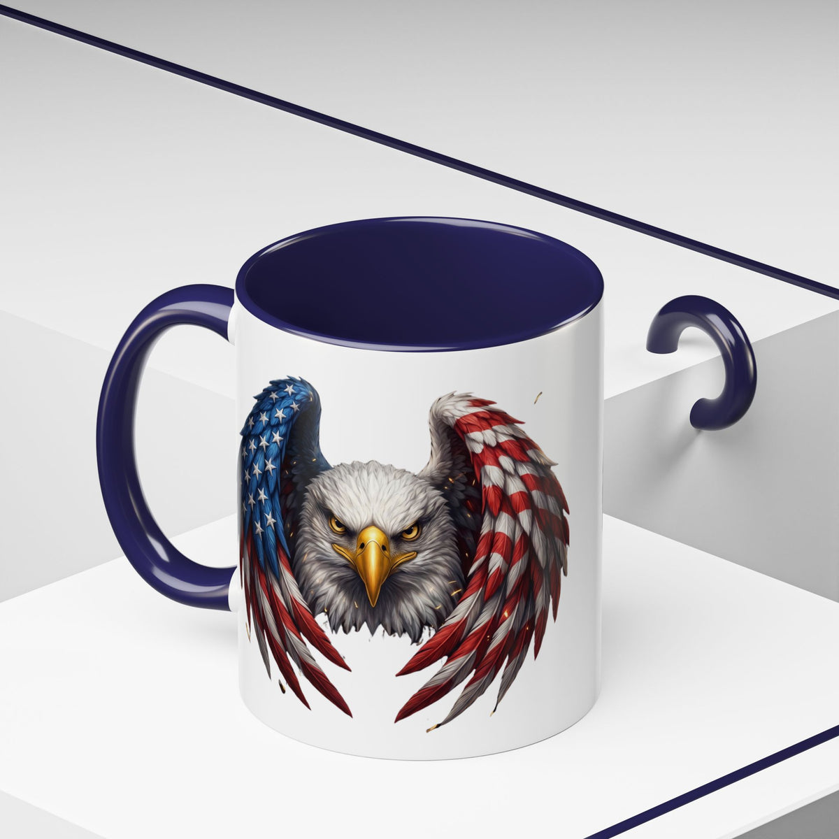 American Flag Eagle Coffee Mug – Patriotic Bald Eagle Accent Mug (11/15 oz)