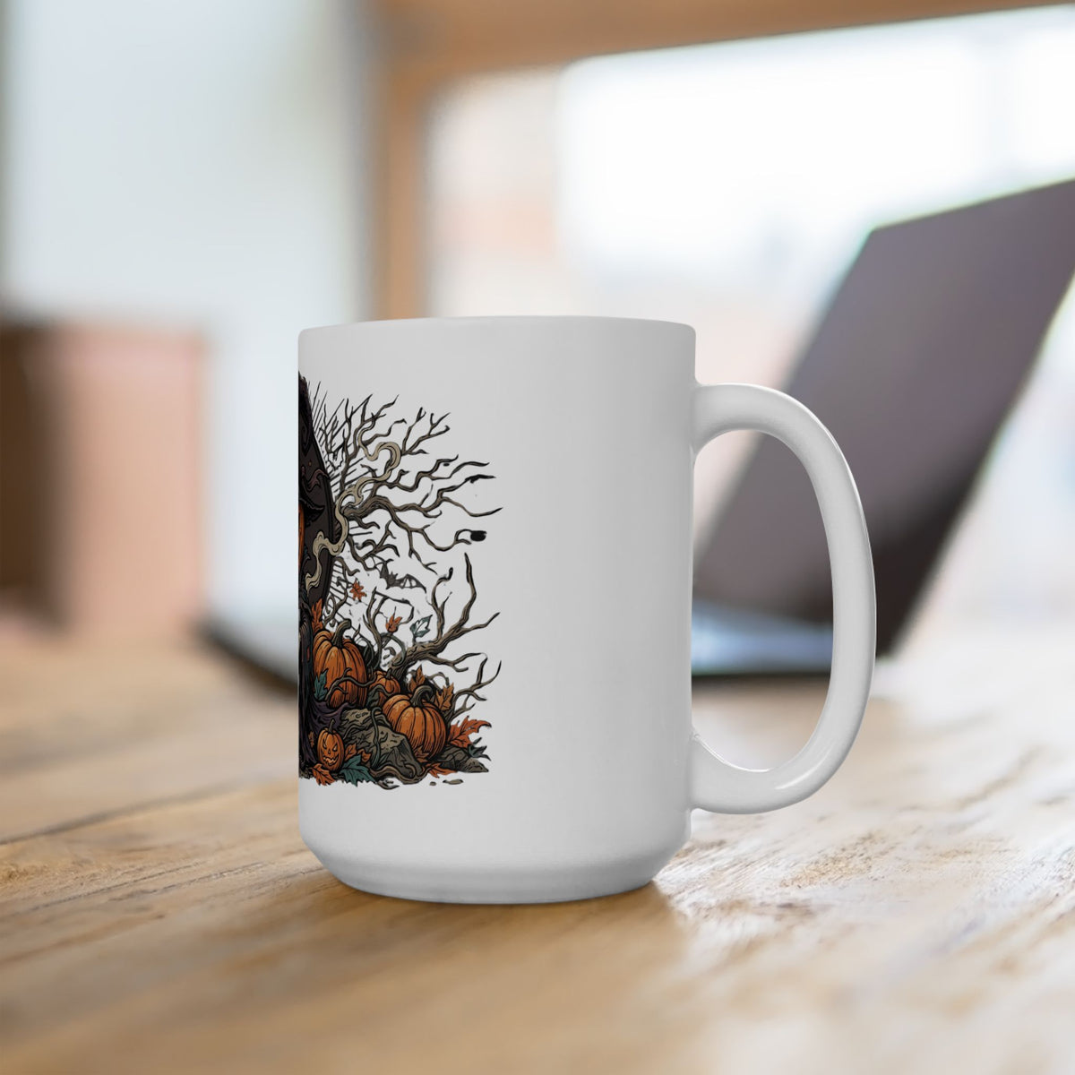 Halloween Pumpkin Witch Mug — Spooky Jack-o'-Lantern Ceramic Coffee Cup (11oz & 15oz)