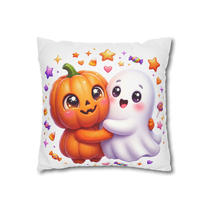 Cute Halloween Pumpkin & Ghost Pillowcase — Spooky Kawaii Decor