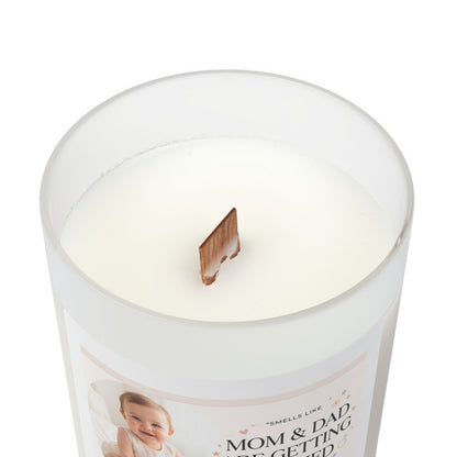 'Mom & Dad Are Getting Married' Frosted Glass Candle — 11oz Announcement Scented Candle
