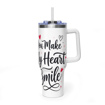 40oz Love-Themed Thermal Tumbler with Handle