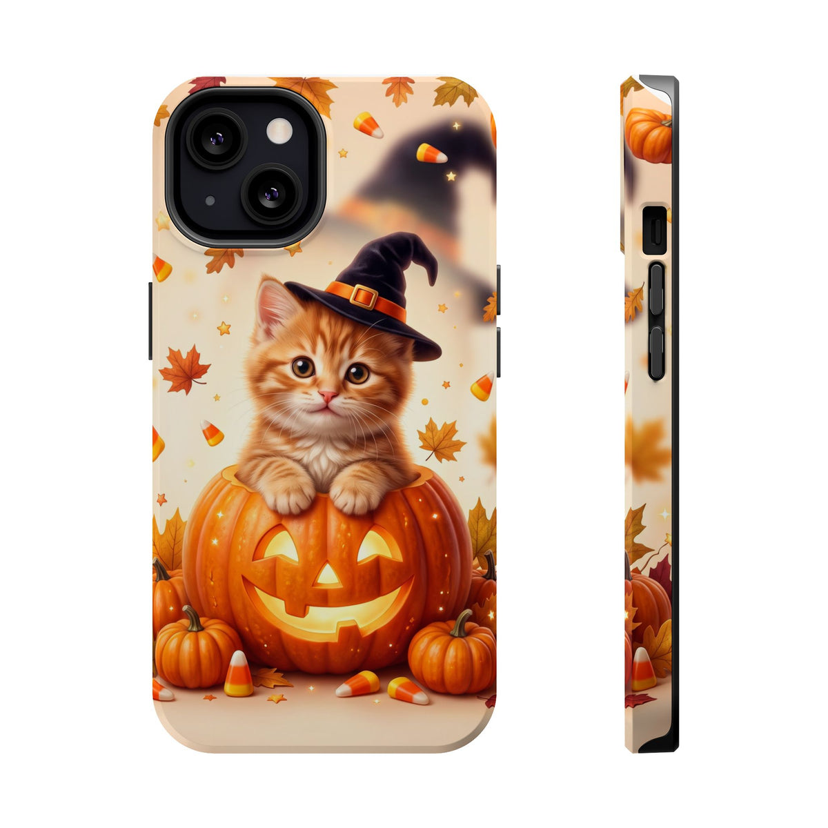 Halloween Kitten Pumpkin Phone Case — Magnetic Impact-Resistant