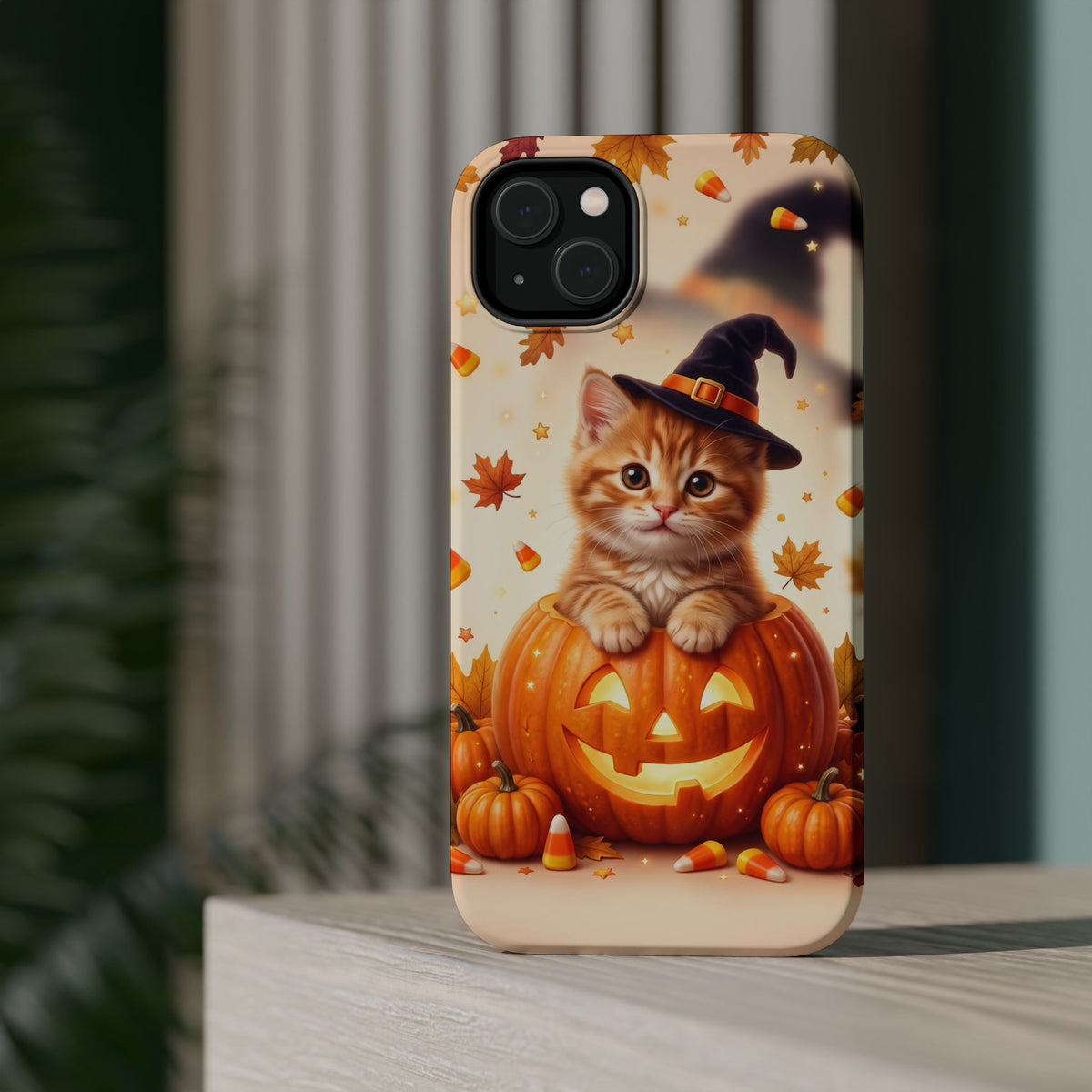 Halloween Kitten Pumpkin Phone Case — Magnetic Impact-Resistant
