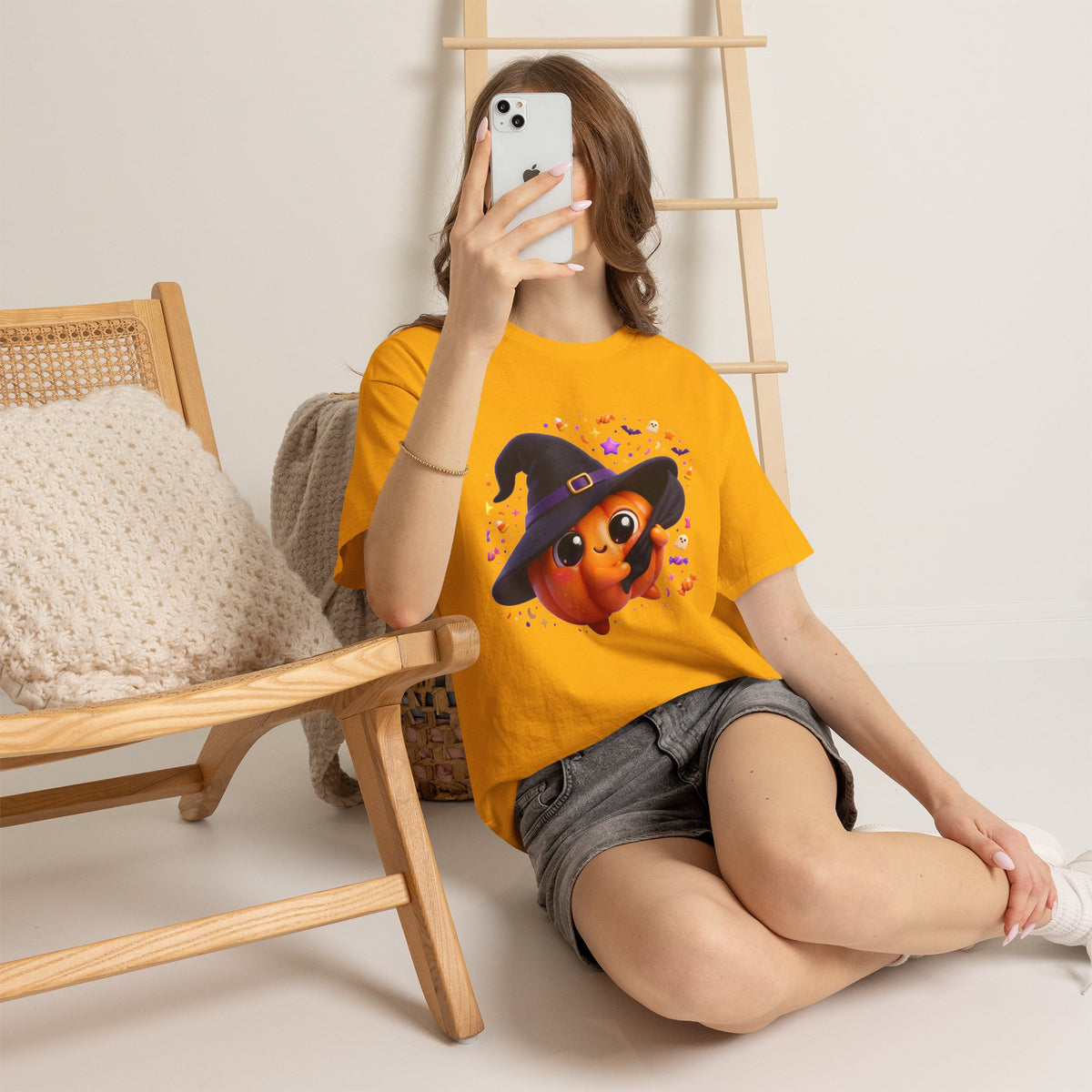 Pumpkin Witch T-Shirt — Cute Halloween Jack-o'-Lantern with Witch Hat