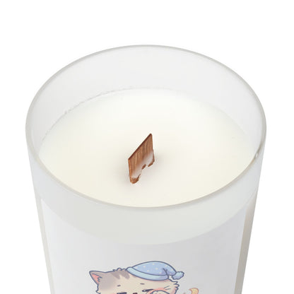Sleepy Kitten Frosted Glass Candle — 11oz Cute Nighttime Scented Candle