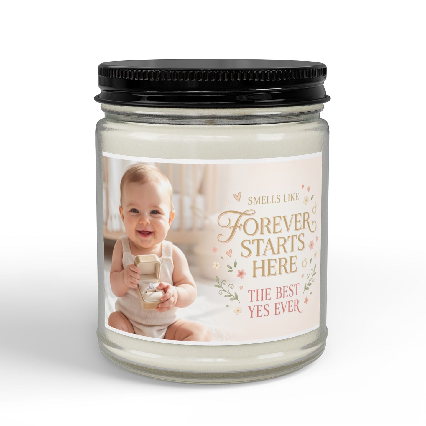Soy Scented Candle — “Forever Starts Here” Baby Photo Keepsake (4oz & 9oz)