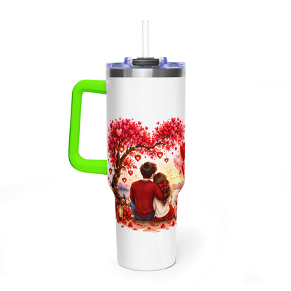 40oz Love-Themed Thermal Tumbler with Handle