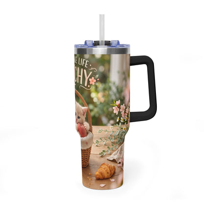 You Make Life Peachy Cat Ice Cream 40oz Tumbler