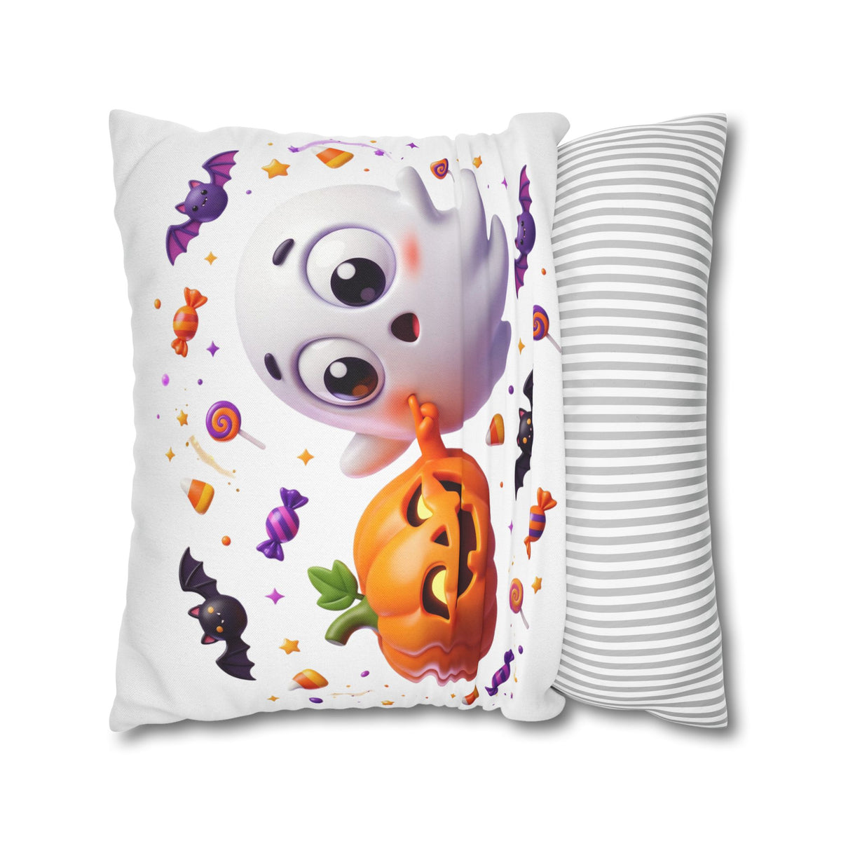 Halloween Ghost & Pumpkin Throw Pillowcase - Cute Spooky Decor