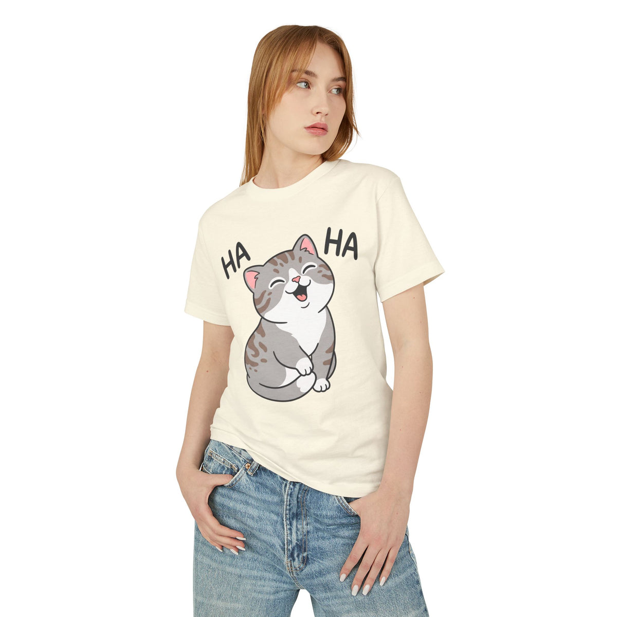 Laughing Cat T‑Shirt – Cute ‘HA HA’ Kitten Graphic Tee