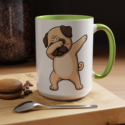 Dabbing Pug Coffee Mug — Cute Dog Accent Mug (11/15 oz)