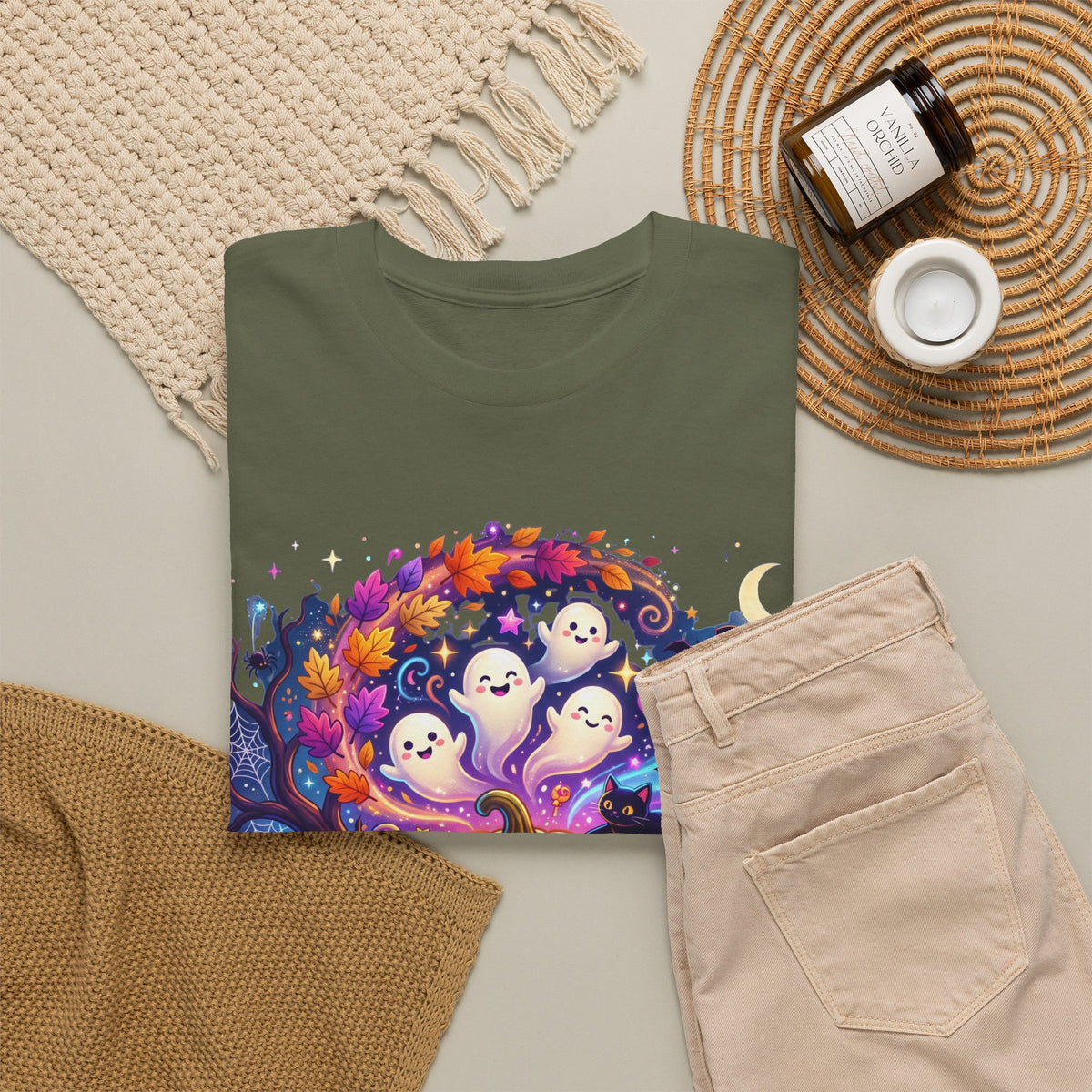 Halloween Pumpkin & Ghosts T-Shirt — Cute Spooky Jack-O'-Lantern Tee