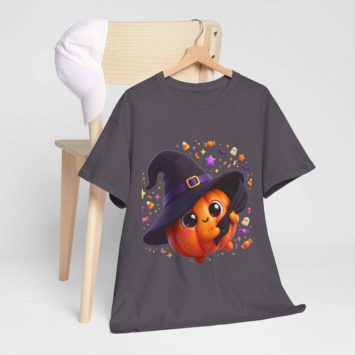 Pumpkin Witch T-Shirt — Cute Halloween Jack-o'-Lantern with Witch Hat