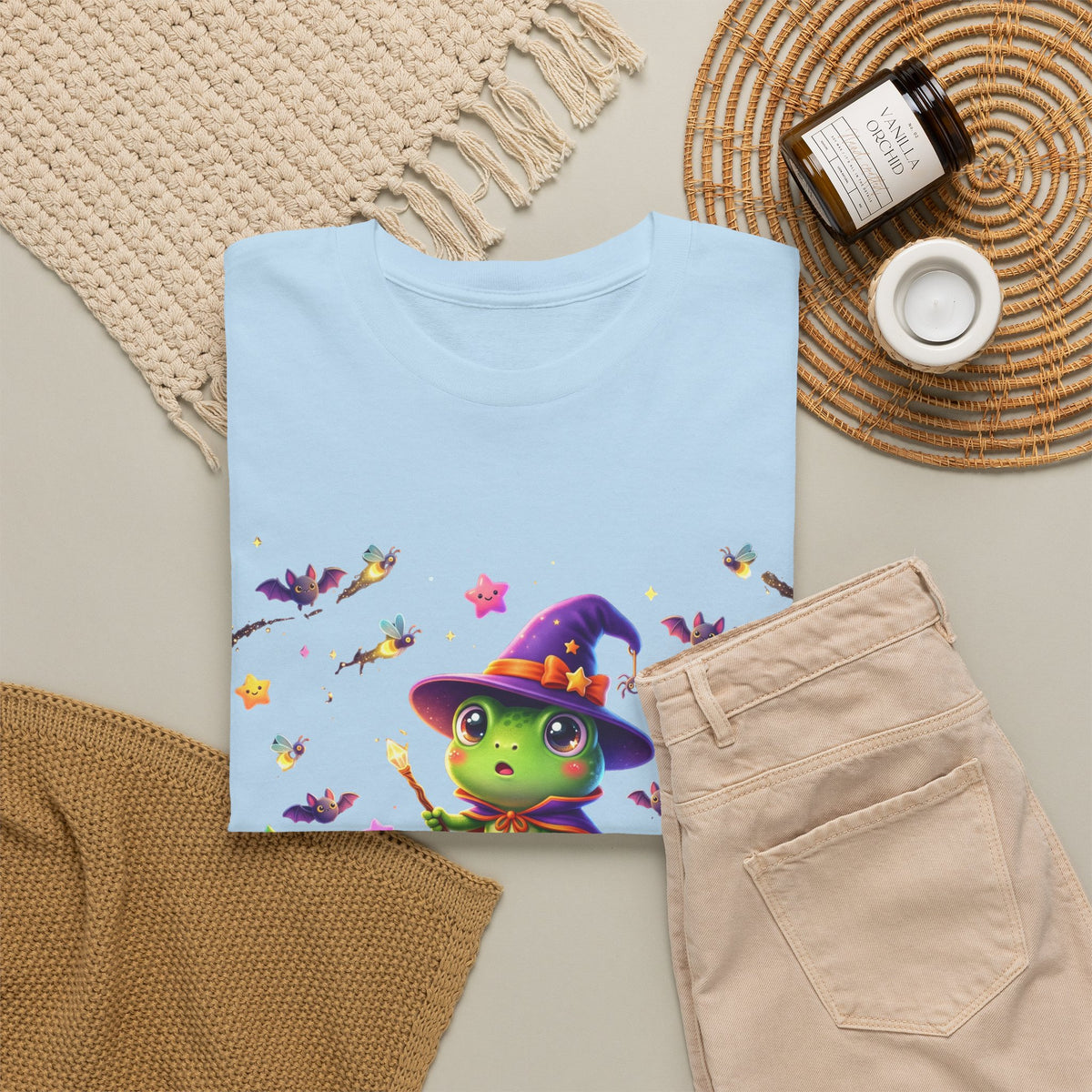 Cute Witch Frog T‑Shirt — Magical Mushroom Halloween Tee