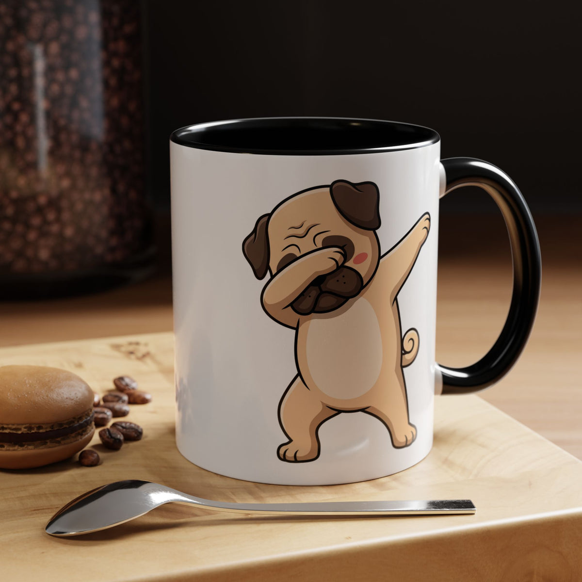 Dabbing Pug Coffee Mug — Cute Dog Accent Mug (11/15 oz)