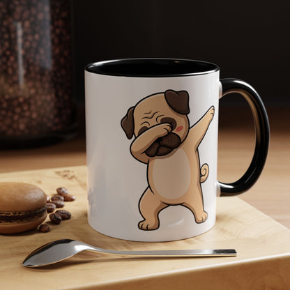 Dabbing Pug Coffee Mug — Cute Dog Accent Mug (11/15 oz)