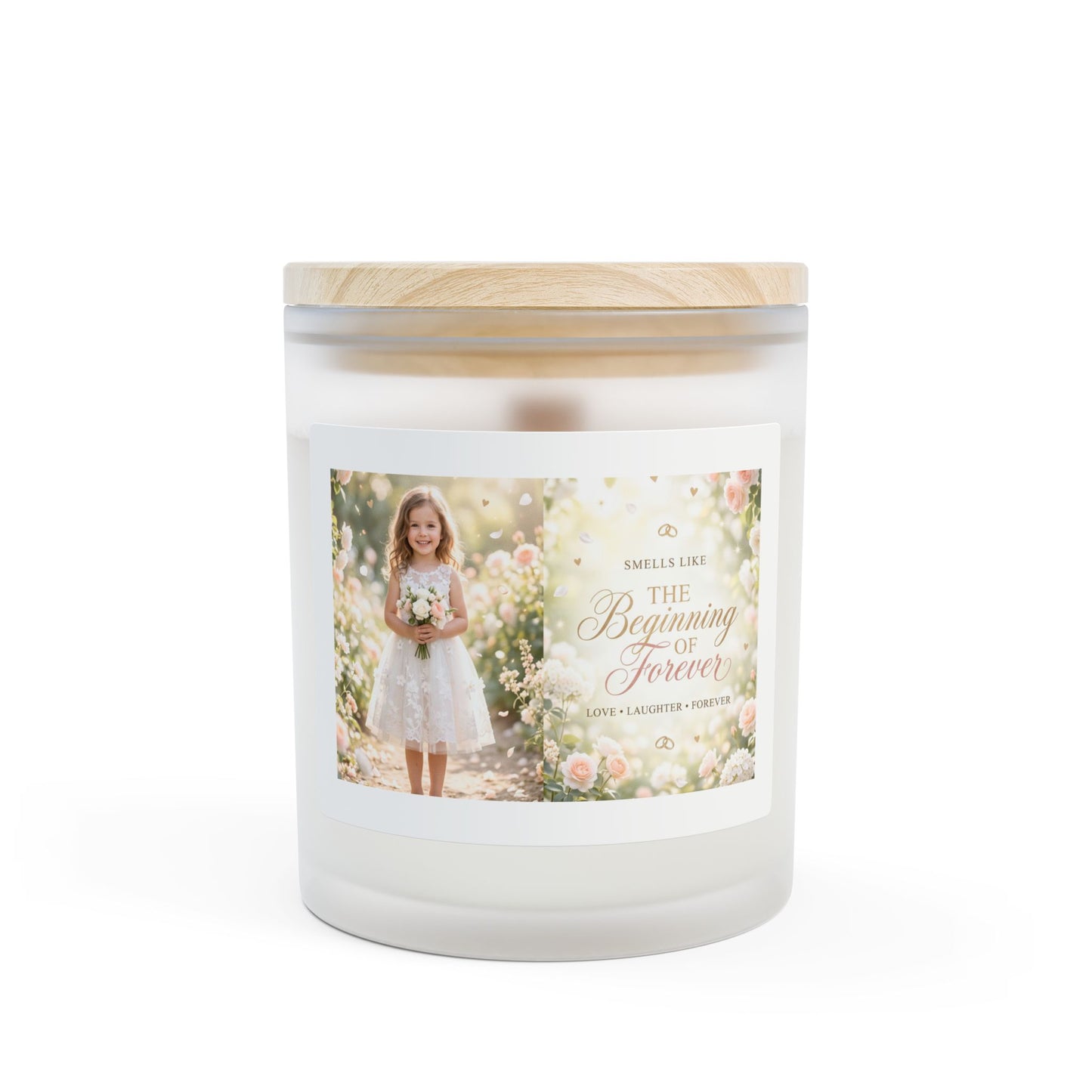 Frosted Glass Candle — 'The Beginning of Forever' Floral Scented 11oz