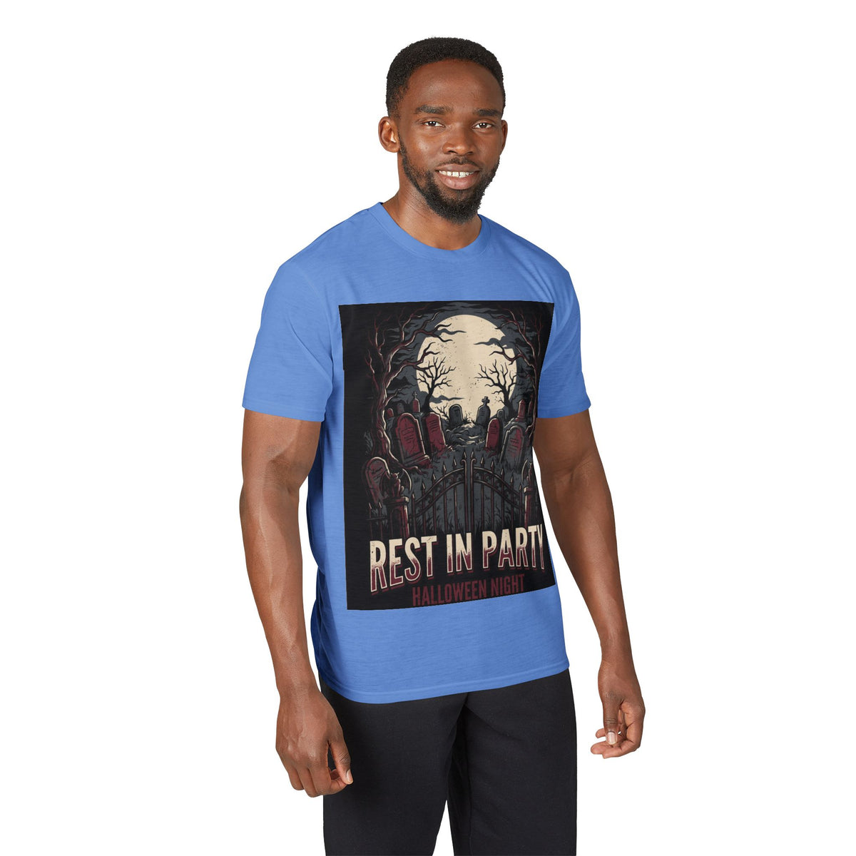 Rest in Party Halloween T-Shirt — Graveyard Skeletons Moonlight Tee