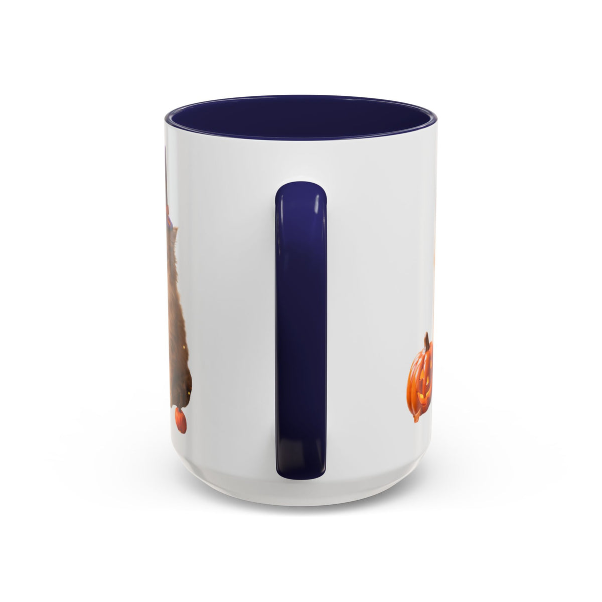 Halloween Cat Coffee Mug with Witch Hat and Pumpkin