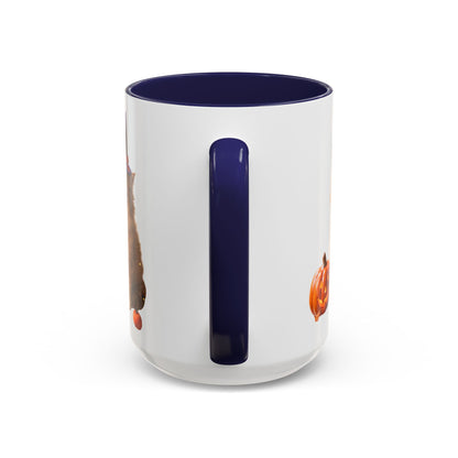 Halloween Cat Coffee Mug with Witch Hat and Pumpkin