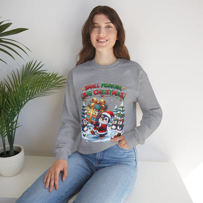 Penguin Christmas Crewneck Sweatshirt — "Small Penguin Big Christmas" Holiday Pullover